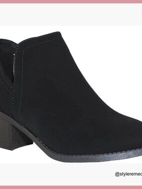 Square Toe Slip On Ankle Boots Chunky Low Heel Comfortable